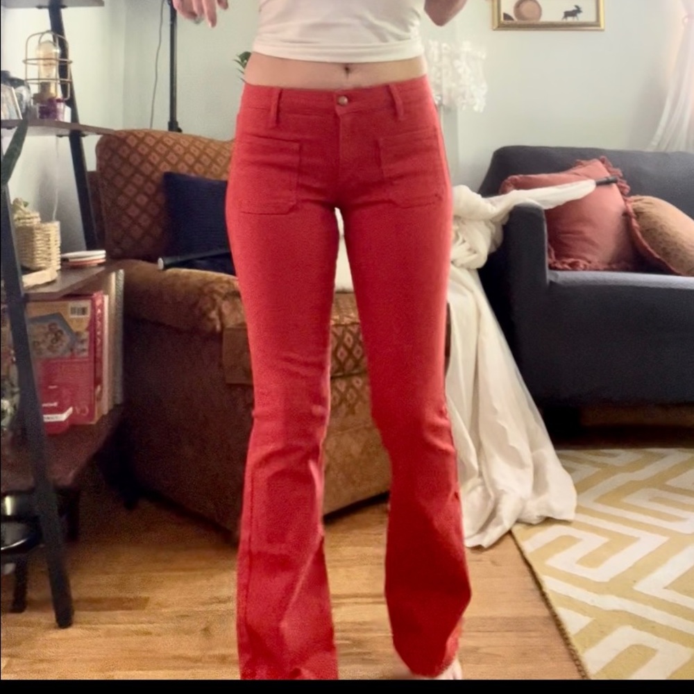 Joe’s ~ Skinny Flare, Front Pocket Mid Rise, Burnt Orange Jeans